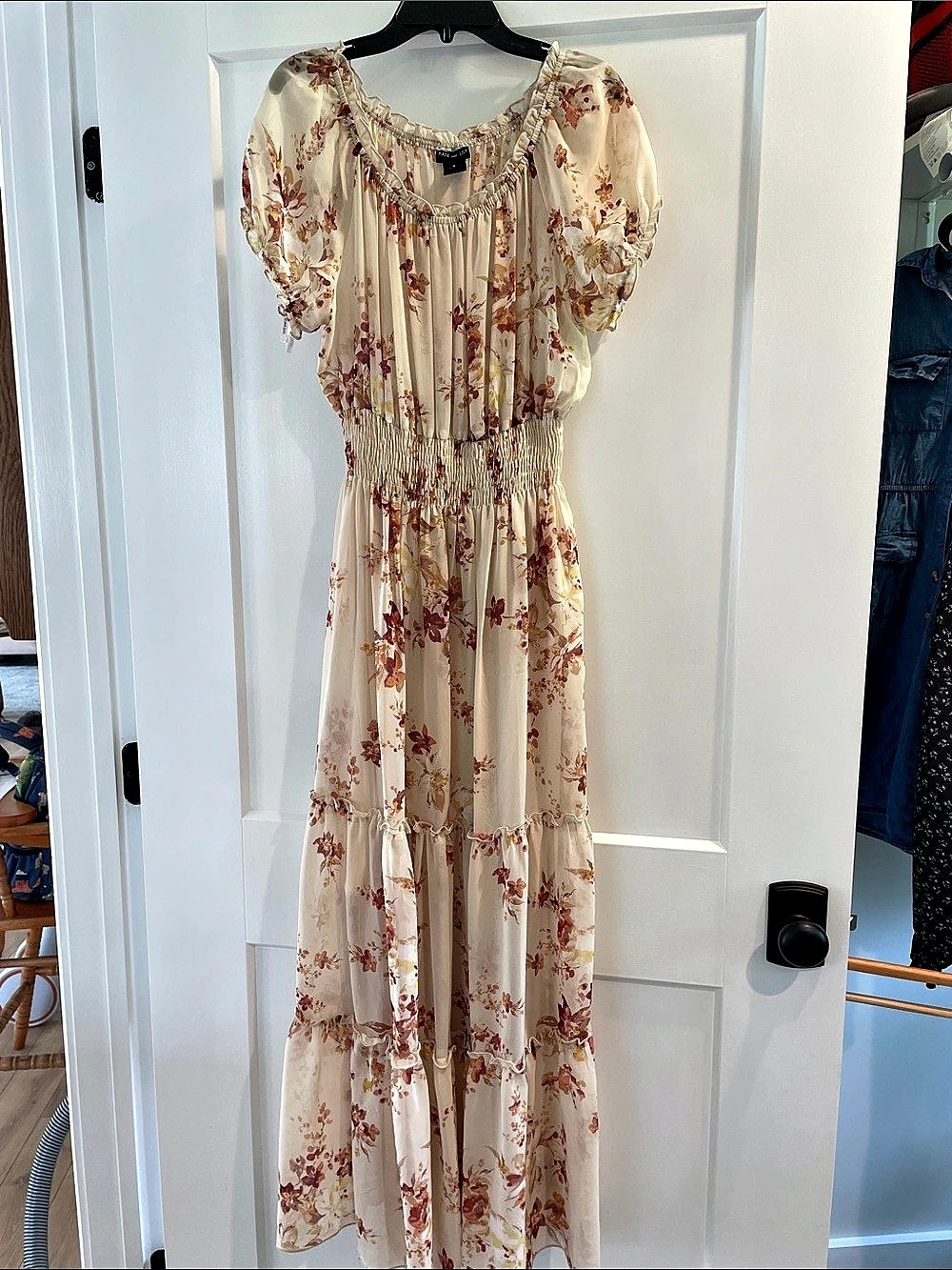 Kate & Lily Floral Maxi Dress Cream & Red Medium Like New